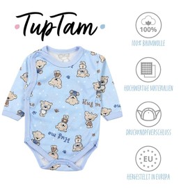 TupTam Baby Long-Sleeved Wrap Bodysuit Girls Bodysuit Boys Set of 5, Colour mix 3
