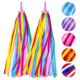 Mlurcu Bike Streamers Bike Tassels for Kids 1 Pair, Kids Bike Accessories Scooter Bicycle Tricycle Handlebar Streamers Handle Bar Grips Accessories for Girls and Boys (Rainbow)