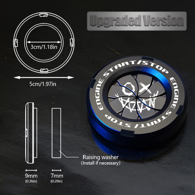 Tybasthe Rotary Push Start Button Cover, Evil Smiley Car Accessories