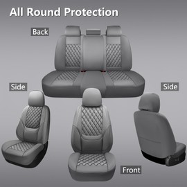 NS YOLO Full Coverage Leather Car Seat Covers Full Set,Waterproof Seat Covers for Cars,SUVs Pick-up Truck, Car Seat Cushion,Car Seat Protector,Grey Seat Cover with 5 Seats