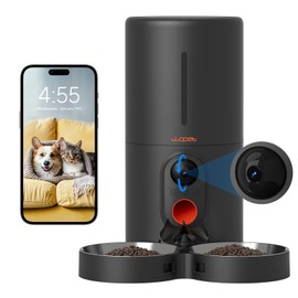 WOPET Automatic Cat Feeder with Camera, 6L Automatic Dog Feeder with HD Video and Night Vision, 5G/2.4G WiFi Pet Feeder for Cats & Dogs, SD Card Storage & 2-Way Audio