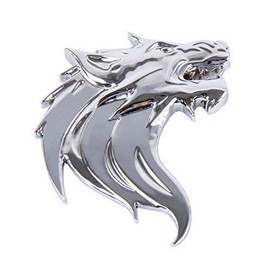 3D Metal Wolf Head Chrome Emblem Badge Radiator Grill Car Silver