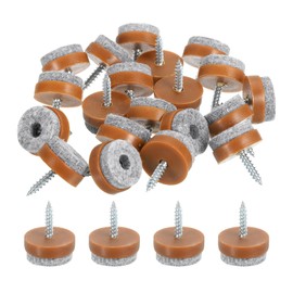 sourcing map Nail-on Furniture Sliders, 50Pcs Nail-on Felt Pad Round Chair Table Feet Pads Chair Leg Floor Protectors for Hardwood Floors (Brown, 20mm/0.79")