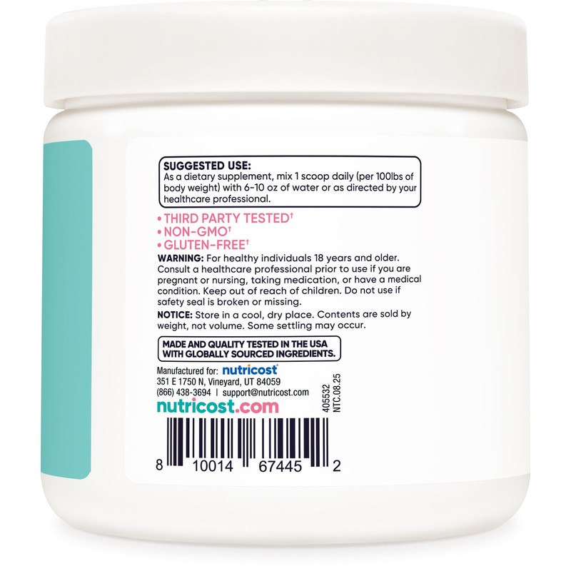 Nutricost Creatine Monohydrate Powder for Women, Micronized, Unflavored, 50 Servings