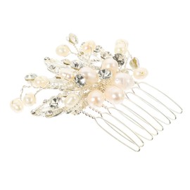 OHPHCALL Fashionable Wedding Bridal Rhinestone Tiara Pearl Side Comb Hair Accessory