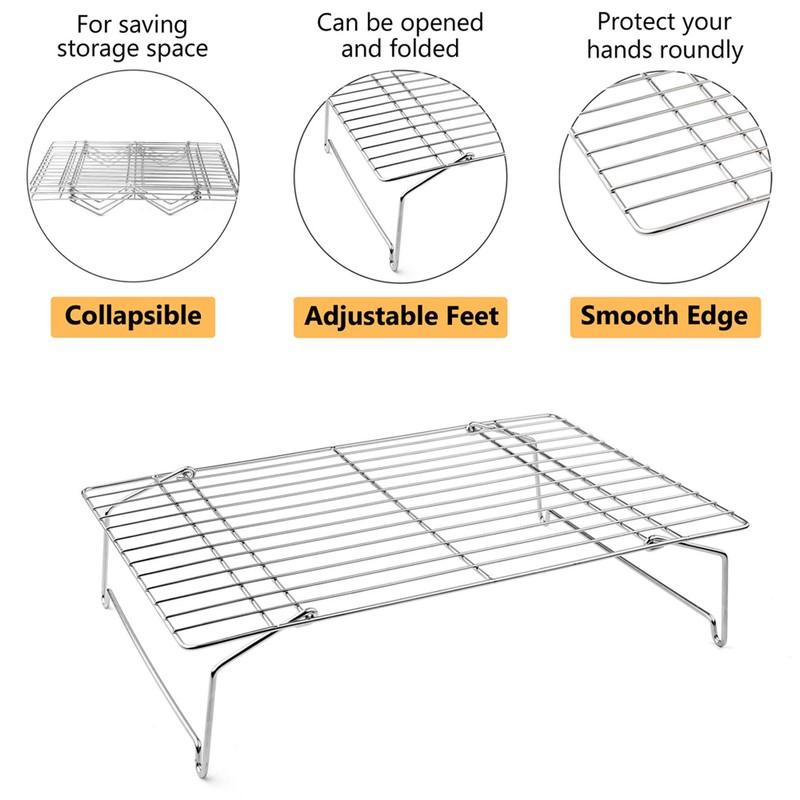 P&P CHEF Cooling Rack Set of 2, 2-Tier Stackable Stainless