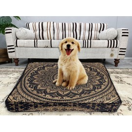 35" Mandala Large Floor Pillow Cover Meditation Cushion Seating Throw Hippie Square Colourful Decorative Bohemian Accent Boho Chic dog bed Indian Pouf Ottoman Handmade COVER ONLY (Peacock Blue)