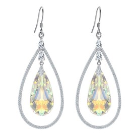 Clearine Women's 925 Sterling Silver CZ Fashion Elegant Infinity Circle Drop Hook Earrings Crystal, Crystal Sterling Silver, Crystal