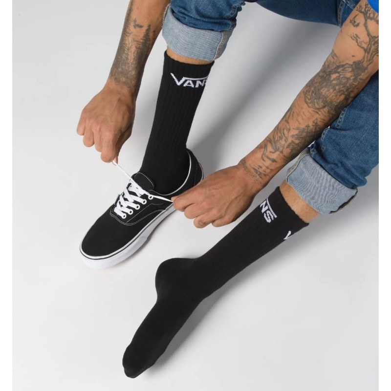 Vans, Classic Crew Socks. 3 Pair Pack - Black, Large