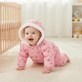 WYTbaby Baby Snowsuit Winter Hooded Snow Suit Thick Outfits Toddler Snowsuits for Baby Girls Boys 12-18 Months