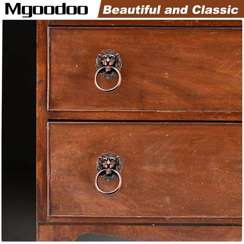 Mgoodoo 5pcs Drawer Lion Head Pull Handle Knob Dresser Cabinet