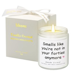 Lihome 50th Birthday Gifts for Her Him– Funny Birthday Candle & Decorations, Best Friend Gift Idea – Natural Soy Wax Vanilla Coconut Scented Candle (7oz)