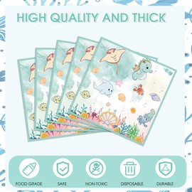 Ocean Birthday Party Decorations 40Pcs Ocean Animal Baby Show Napkins 2 Ply 6.5x6.5 in Disposable Ocean Napkins for Dinner Wedding Bridal Summer Beach Under The Sea Baby Shower Decorations