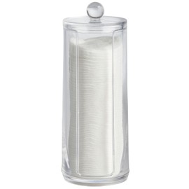 DJUNXYAN Cylinder Transparent Acrylic Cotton Pad Dispenser Holder Organizer Container with lid A