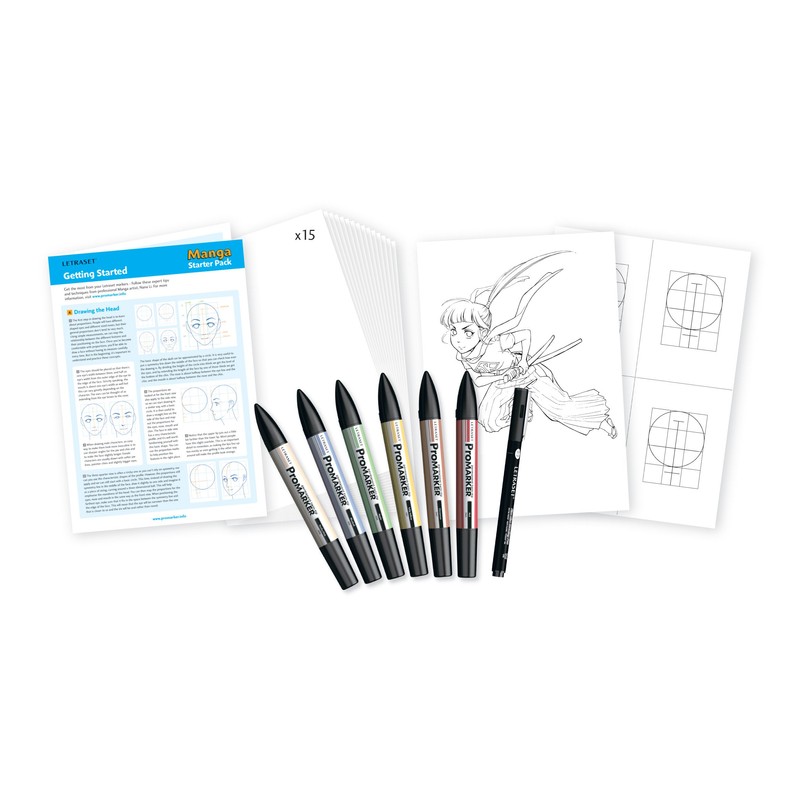 Letraset MSTP1 ProMarker Manga Starter Pack (6 Colours + 1