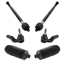 TRQ Front Steering Kit Steering Rack & Pinion Bellow Tie Rod Compatible with 2013-2018 Ford C-Max 2013-2019 Escape 2012-2018 Focus 2014-2018 Transit Connect