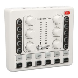 M8 Podcast Live Sound Card, Multiple Sound Effects Voice Changing Mini Sound Mixer Board for Live Streaming Home KTV Singing