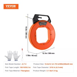 Vevor Cinta De Pescado, 100pies 3/16 Pulgadas Extractor De Alambre