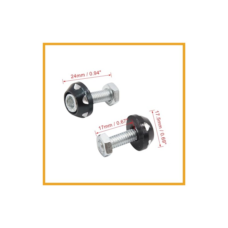 Partuto 4Pcs Black Aluminum Alloy Decorative License Plate Bolt Screw