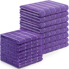 Homaxy Microfiber Kitchen Towels and Dishcloths Set, 16 Pack Soft and Absorbent Dish Hand Towels Bulk, 28 x 16 Inch & 12 x 12 Inch Quick Drying Rags for Washing Dishes, Purple