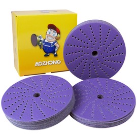 AOZHONG 220 Grits, 6 In, 50 Pcs Ceramic Multi-hole Sanding Disc, Hook and Loop, Premium Grain for Fast Cutting, Film Back for Long Lasting, Premium Option for Metal Wood, Stock Removal, Fine Finishing
