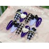 Purple Houndstooth Handmade Nail Tips - Square S / 퍼플