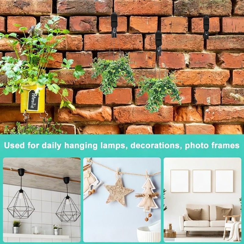 Anserdrm 10Pack Metal Brick Hangers,Hanging No Drill Outdoor Decorations Hangers