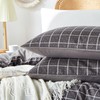 BOLINLIVING Plaid Duvet Cover Set King Size, Dark Grey Checkered