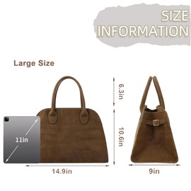 Large Suede Tote Bag For Women,Suede Retro Shoulder Bag,Crossbody Bag Faux Leather Handbag Trendy Work (Brown Large without shoulder strap)