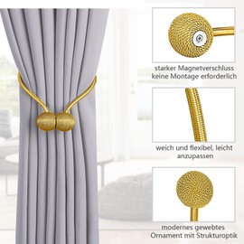 TopHomer Magnetic Curtain Tiebacks for Curtain Clips Rope Back Curtain Holder Buckles Curtains Binder Magnetic Holder for Modern Home Office Curtains Pack of 4