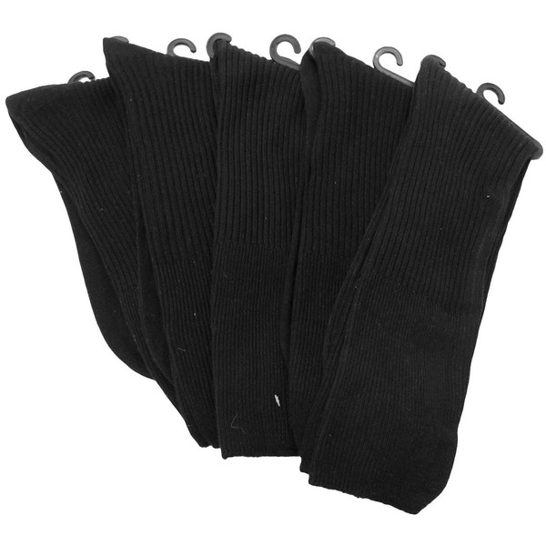 80% Cotton Ribbed Dress Socks/Mid-calf/Non-Binding/Ultra Light/Great for Diabetic Symptoms/12 Pairs/Black