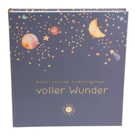 goldbuch 50 497 Baby Diary Full of Wonders Space Blue, Memory Album with 100 Illustrated Pages, Cover with Gold Embossing and Night Sky Motif, Baby Album Approx. 24.5 x 22.5 x 3.5 cm