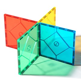4 Piece Large Square Shape Magnetic Tiles Kids Toys, Magnetic Building Blocks STEM Magnet Building Set Preschool Learning Magnet for Kids Ages 3-5 4-8, Sensory Montessori Toys for 3+ Boys and Girls