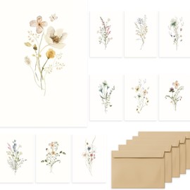 PQCLXUYA 20 Pack Floral Blank Greeting Cards and Envelopes 4x6,Note Cards,Elegant Floral Design Blank Greeting Cards for Stationary Wedding Birthday Baby Shower Mother's Day, Valentine's Day