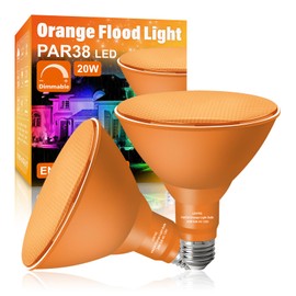 LOXYEE PAR38 Flood Orange Light Bulbs,2 Pack Dimmable,E26 Base Orange Flood Light Outoor(20W Replace to 200W),Halloween Light Bulb for Outside,Christmas,Holiday Lighting