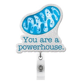 Funny Biology Mitochondria Badge Reel, You Are A Power House Cute Science Retractable Badge Holder Name Tag ID Card Clip for Biologist Scientist Nurse Doctor Teacher