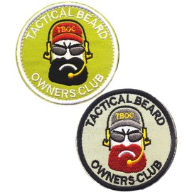 Tactical Beard Owners Club Patches Hook and Loop Tactical Morale Applique Fastener Military Embroidered Patch 2Pcs (Color 3)