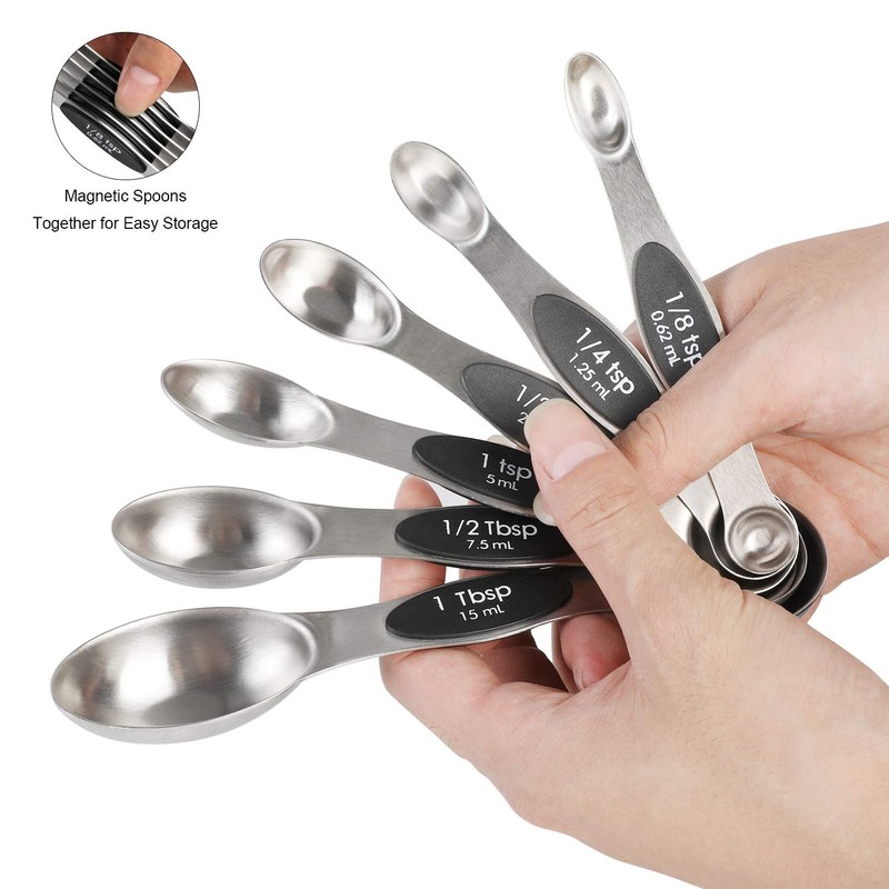 Magnetic Measuring Spoons Set of 6 Stainless Steel Dual Sided