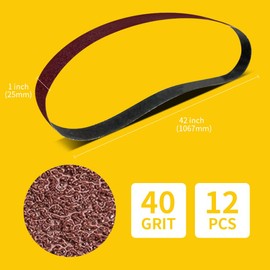 1 x 42 Inch 40 Grit Sanding Belt | Premium Aluminum Oxide Sanding Belt | Premium Sander Sandpaper – 12 Pack
