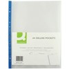 Q-Connect Delux Punched Pocket Top Opening Blue Strip A4 Clear
