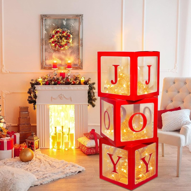 Christmas Decorations Large Red Transparent Light Box, Holiday Party Home