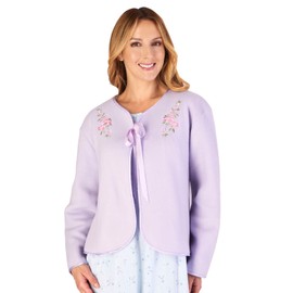 Slenderella Polar Fleece Ribbon Bed Jacket BJ44600 Lilac Small