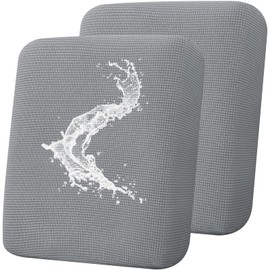 Smiry Waterproof Couch Cushion Covers, Stretch Jacquard Sofa Slipcover Washable, Thick Sofa Cushion Covers Furniture Protector with Elastic Bottom for Pets, Kids (2 Pack, Light Grey)