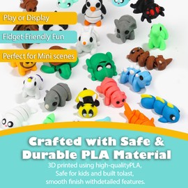 25pcs Mini 3D Printed Animals Figurines Set – Flexible Poseable, Mystery Collectible Toys, Party Favors, Stress Relief Fidget Desk Decor, Christmas Stocking Stuffers, Office Birthday Gifts
