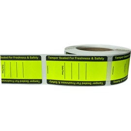 Fluorescent Yellow Food Delivery Tamper Evident Labels 2 x 4 Inch 500 Total Adhesive Stickers