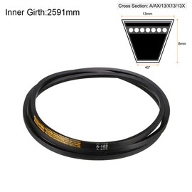 sourcing map A102 Drive V-Belts 102" Inner Length 13mm Width 8mm Thick JIS Standard A-Section Rubber Drive Transmission Belt
