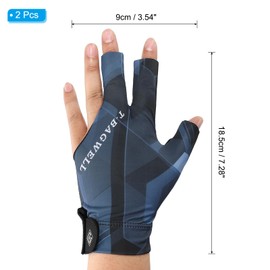 PATIKIL 3 Finger Pool Glove Left Hand, 2 Pcs Billiard Gloves Pool Cue Accessories for Shooter Carom Pool Snooker Cue Sport, Black Blue