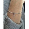 Sterling Silver 925 Beaded Stretch Bracelet with Crystal/April Birthstone Bezel