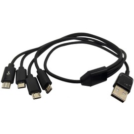 Halokny Micro USB Cable 4 in 1 Multi Charging Cable - USB 2.0 Type A to Four Micro USB Splitter Cable Data Sync Micro USB Charging Cord (Black 1.5Ft)