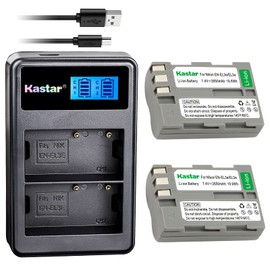 Kastar Battery (X2) & LCD Dual Slim Charger for Nik EN-EL3e, ENEL3E, EN-EL3a, EN-EL3, MH-18, MH-18a and Nik D50, D70, D70s, D80, D90, D100, D200, D300, D300S, D700 Cameras
